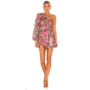 Hemant and Nandita Kilim Mini Dress Pink Size Large One Shoulder NEW $354 [jb]